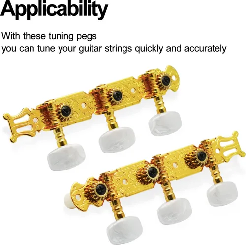 Miniatura 5 de SAPHUE Un conjunto de clavijas de afinación de guitarra clásica dorada 1R1L teclas afinadores cabezas de máquina Blanco