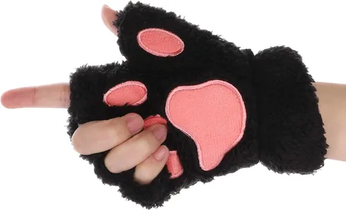 PENINSULA LOVE Guantes de pata de gato, guantes de felpa cálidos para cosplay, guantes de animal de garra de oso, guantes de punto sin dedos para