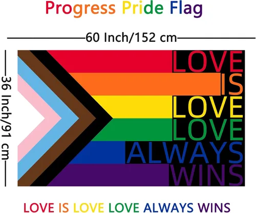Miniatura 2 de ChillOutPal Bandera del orgullo del progreso de 3 x 5 pies, LGBTQIA+ bandera de jardín impermeable de poliéster con colores vibrantes para desfiles