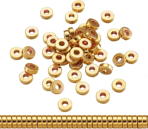 Miniatura 16 de Craftdady 10 hebras de cuentas sintéticas Heishi negras de hematita de 0.118 pulgadas (0.118 in), esmeriladas, metálicas, redondas, de imitación