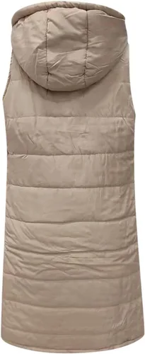 Miniatura 24 de Chaleco largo para mujer, sin mangas, acolchado, con cremallera, capucha, abrigo de invierno cálido, ligero, con bolsillos