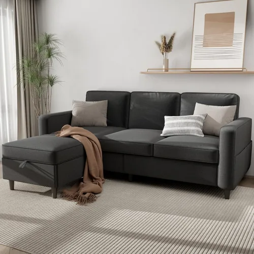 Sofás seccionales para sala de estar, sofá de asiento profundo, cómodo sofá modular en forma de L, con diván de almacenamiento, fundas lavables,