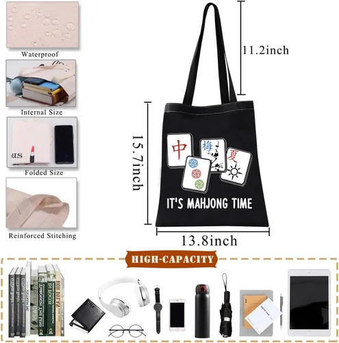 Miniatura 2 de BDPWSS Mahjong Tote Bag Mahjong Lover Gift Mahjong Fan Gift Mahjong Player Gift It's Mahjong Time Mahjong Game Gift