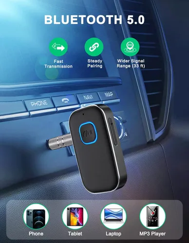 Miniatura 3 de COMSOON Adaptador AUX Bluetooth para automóvil, receptor Bluetooth con reducción de ruido para música/llamadas manos libres, receptor de audio
