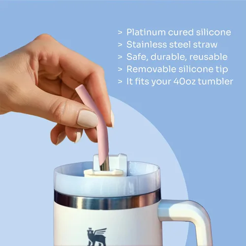Miniatura 5 de purifyou Pajitas de acero inoxidable extra largas de 14.5 pulgadas con puntas de silicona, popotes de metal reutilizables para vasos, licuados