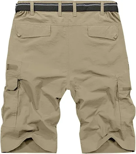 Miniatura 2 de Pantalones cortos de senderismo para hombre, de secado rápido, ligeros, transpirables, para exteriores, de carga., Beige