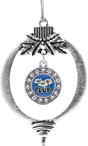 Miniatura 222 de Inspired Silver - Twin One - Adorno festivo de Navidad de plata - Adorno festivo de árbol de Navidad con dije de círculo y circonita cúbica