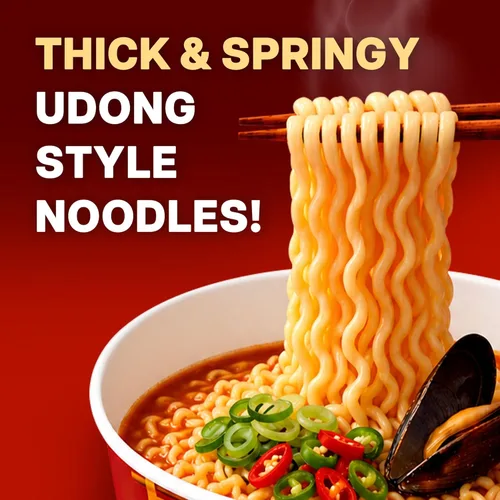 Miniatura 3 de Nongshim Fideos Ramen, taza gourmet de ramen instantáneo, sopa de fideos premium para microondas, mariscos picantes Neoguri, 2.64 onzas