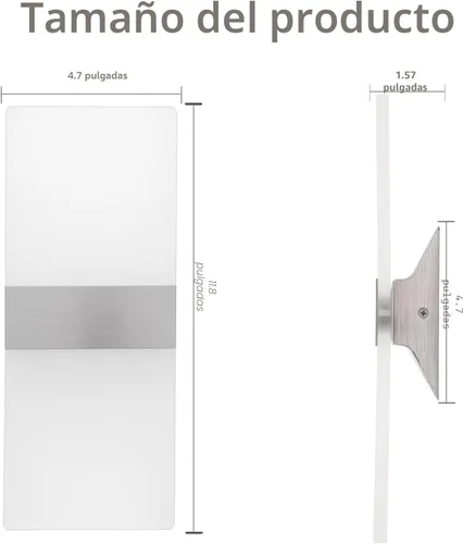 Miniatura 6 de KICAAO Juego de 2 apliques de pared modernos, luz LED de pared de 10 W, luz blanca de 6000 K hacia arriba y hacia abajo, iluminación de pared Blanco