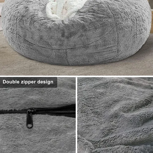 Miniatura 3 de DIOB Funda redonda para silla de puf, para adultos, adolescentes (relleno no incluido), silla de sofá gigante suave, cómoda silla de descanso