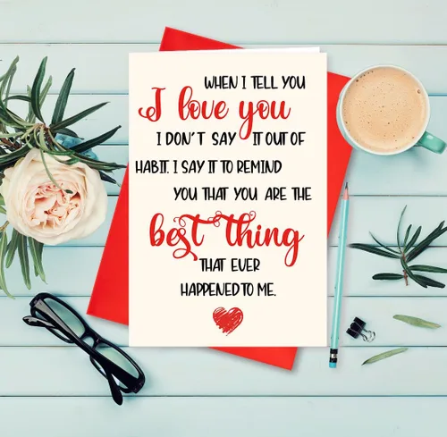 Miniatura 5 de Tarjeta de San Valentín con texto en inglés "When I Tell You I Love You", regalo de aniversario, boda, cumpleaños para esposa, marido, novia, novio