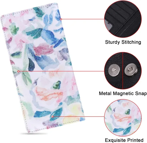 Miniatura 145 de HUA ANGEL Billetera para mujer, ultra delgada y delgada, con bloqueo RFID, tarjetero de crédito, doble embrague, carteras largas, regalo para A-ámbar