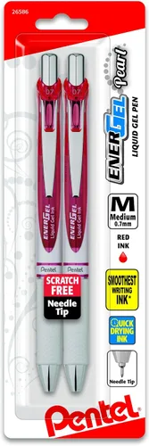 Miniatura 11 de Pentel EnerGel Pearl - Bolígrafo de gel líquido retráctil, punta de aguja (0,7 mm), trazo medio, tinta azul, paquete de 2 unidades (BLN77WBP2C)