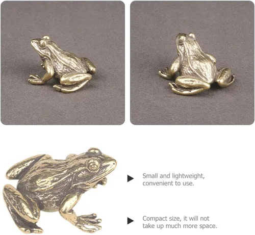 Miniatura 7 de HOMSFOU Figuras de animales de latón, figuras de Feng Shui, rana de Vinatge, figuras de Feng Shui, decoración de mesa de rana, decoración de rana