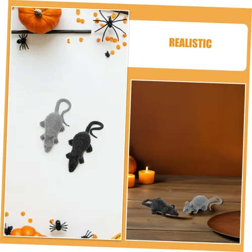 Miniatura 8 de Uonlytech 24pcs Realistic Fake Rat Prank Lightweight Mouse Figurines for Halloween Party Decorations Novelty Trick Joke Props Black and Gray