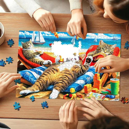 Miniatura 6 de Rompecabezas de playa vibrante para adultos de 1000 piezas, divertido escena de vacaciones de verano, 27.56 x 19.69 pulgadas, alivio del estrés