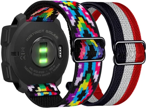 Miniatura 10 de Abanen Correas elásticas de reloj de 0.866 pulgadas para Garmin Instinct 3 de 1.772 pulgadas/2 Solares, correa de nailon elástico suave