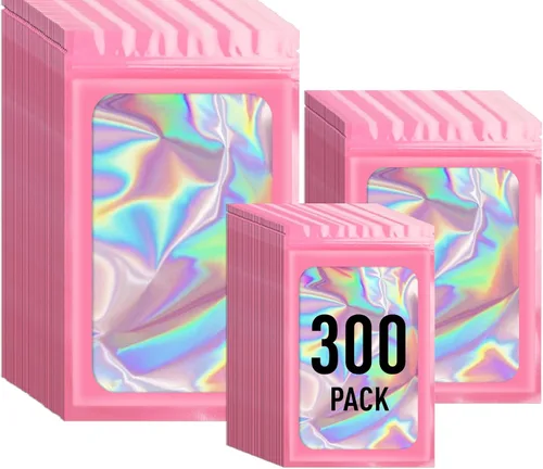 Miniatura 14 de ANZNKU 300 bolsas holográficas de Mylar resellables, bolsas resellables de 4x6 pulgadas para pequeñas empresas, bolsa de kit para resaca a prueba