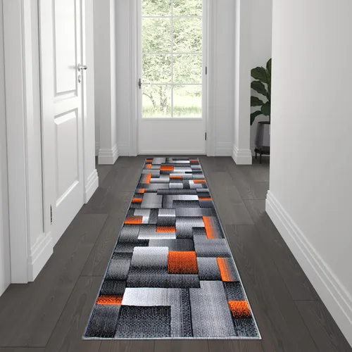 Miniatura 21 de Flash Furniture Elio Collection - Alfombra de área con patrón de bloques de color, alfombra de olefina azul de pelo alto, alfombra de área de 2 x 3
