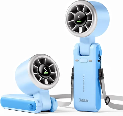 Miniatura 16 de Diveblues Ventilador Turbo Portátil de Mano, Viento de 5 Velocidades, Funciona con Batería, Hasta 12 Horas de Funcionamiento, Ventilador de Mano 3