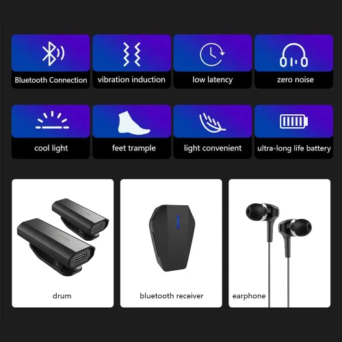 Miniatura 7 de Conjunto de batería somatosensorial para música, batería electrónica para adultos, percusión de rock, portátil, adecuado para principiantes