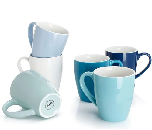 Miniatura 12 de Sweese - Tazas de porcelana para café de 16 onzas (hasta el borde) para café, café con leche, té, cacao, juego de 4, rojo