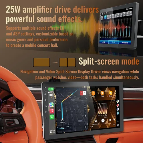 Miniatura 4 de Haudio Estéreo de coche Android 13 de 10.1 pulgadas con pantalla táctil giratoria, CarPlay inalámbrico y Android Auto, 2G+32G, Single Din, para Ford