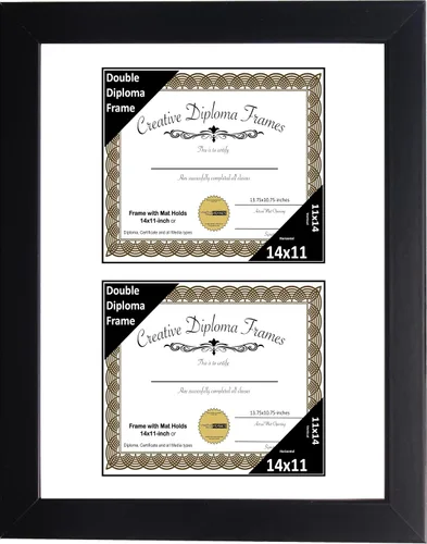 Miniatura 36 de Creative Picture Frames Marco de diploma doble clásico negro de 6 x 8 pulgadas con vidrio negro y colgador de pared instalado