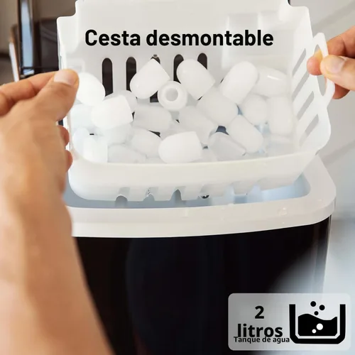 Miniatura 5 de Silonn - Máquina para hacer hielo con encimera, 9 cubos listos en 6 minutos, 26 libras en 24 horas, máquina de hielo autolimpiante con cuchara