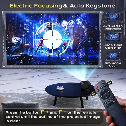 Miniatura 3 de [Aplicaciones integradas y actualización 2026] Mini proyector con Wifi y Bluetooth portátil, soporte nativo 1080P 4K proyector de película Keystone