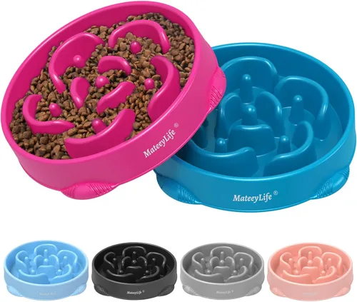Miniatura 27 de MateeyLife Cuencos de alimentación lenta para perros, 2 unidades, cuencos rompecabezas antiasfixia para comida de perros, alimentación interactiva