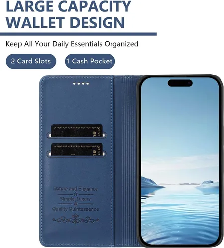 Miniatura 7 de Butterfly Embossed Leather Wallet Flip Case for Motorola Moto E22i 4G, Magnetic Closure, RFID Blocking Cover, Card Holder Blue.