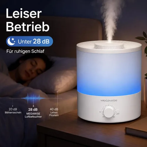 Miniatura 4 de Humidificador Ultrasónico de Vapor Frío MegaWise SK7620 - Capacidad de 1.5L, Operación Silenciosa, Salida de Vapor Ajustable, Apagado Automático