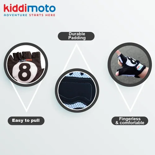 Miniatura 3 de Kiddimoto Kids Half Finger Cycling Gloves Non-Slip Kids Bike Gloves for Boys, Girls, Toddler Fingerless Gloves Kids Mountain Bike Gloves for BMX