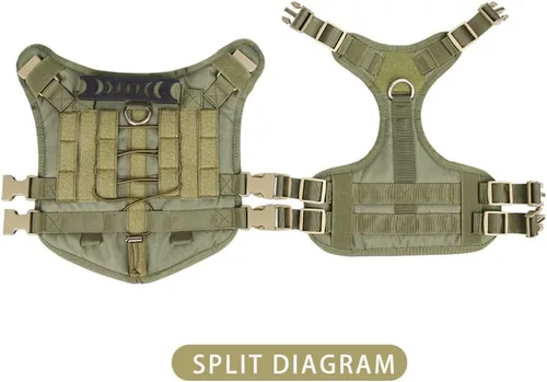 Miniatura 7 de Arnés táctico para perros grandes y medianos, sin tirones, chaleco militar para perro de servicio con panel Molle, arnés para perro con asa