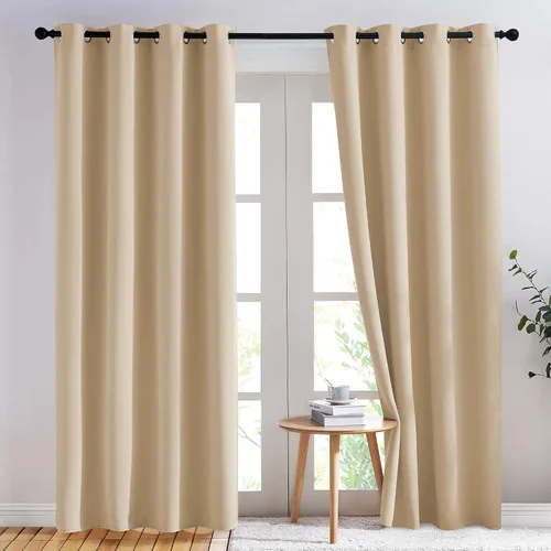 NICETOWN Biscotti - Cortinas opacas beige de 84 pulgadas de largo para dormitorio, con aislamiento térmico, ojales sólidos, para oscurecer la
