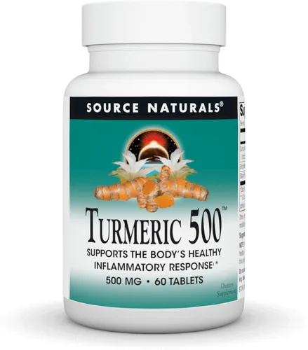 Source Naturals La cúrcuma, apoya la respuesta saludable de la inflamación del cuerpo*, 500 mg - 60 Tabletas