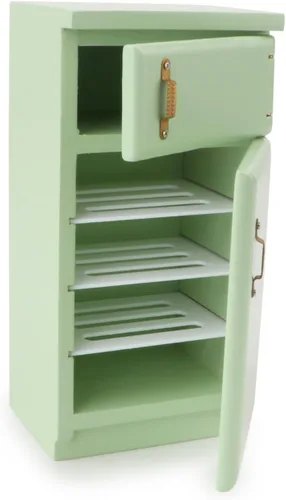 Miniatura 3 de Casa de muñecas a escala 1/12, muebles de cocina en miniatura, estilo retro simple, accesorio para refrigerador, decoración de modelo de Verde claro