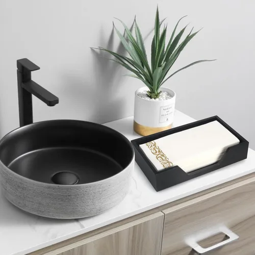 Miniatura 2 de Servilletero de madera negro para cocina, baño, toallero de invitados, estilo rústico moderno