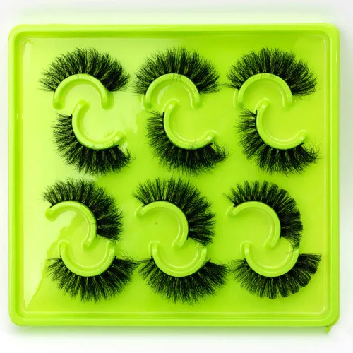 Miniatura 4 de Paquete de 6 pares de pestañas postizas esponjosas naturales de imitación de visón 3D (3DQG-128)
