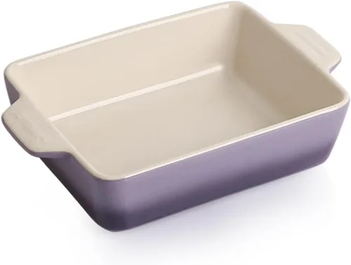 Miniatura 13 de Sweejar Plato de Cerámica para Hornear, Bandeja Rectangular Pequeña para Hornear con Asas Dobles, 20 Oz para Cocinar, Brownie, Cocina, 6.5 x 4.9 x