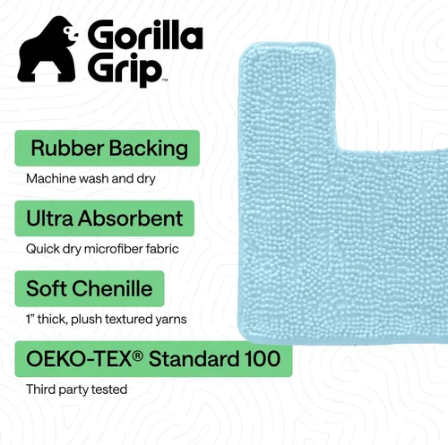 Miniatura 358 de Gorilla Grip - Tapete de baño de felpilla gruesa, suave y absorbente, secado rápido, de microfibra, con reverso de caucho, para piso de ducha, Nube