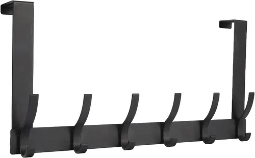 Optish Ganchos sobre la Puerta, Ganchos Colgadores de Puerta para Colgar, Toalleros sobre las Puertas para Baño con 12 Ganchos para Abrigos, Negro