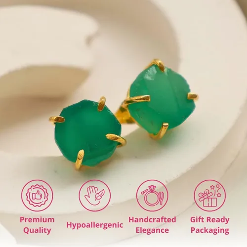 Miniatura 23 de Gempires Natural Raw Prong Setting Stud Earrings, 8-10 mm Crystals Earring, Handmade Jewelry, Gift for Her