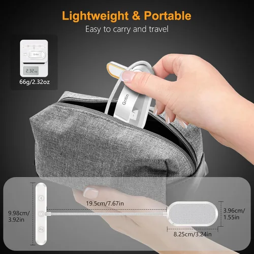 Miniatura 8 de Gritin Luz de Libro Recargable para Leer en la Cama con 19 LED y Función de Memoria - Cuidado de los Ojos, 3 Temperaturas de Color, 5 Niveles