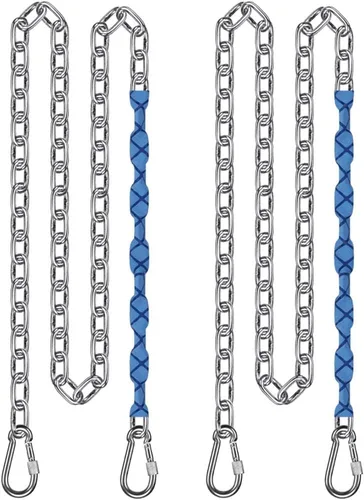 Miniatura 11 de BeneLabel 2 cadenas de acero inoxidable de 65 pulgadas con 4 ganchos de conexión rápida, cadena colgante resistente para columpio de porche, juego