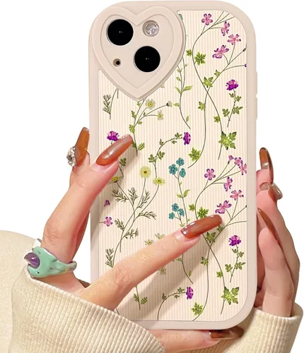 Miniatura 10 de Lovmooful Funda compatible con iPhone 13, diseño floral con lente de amor, protector de parachoques para niñas y mujeres, TPU suave a prueba