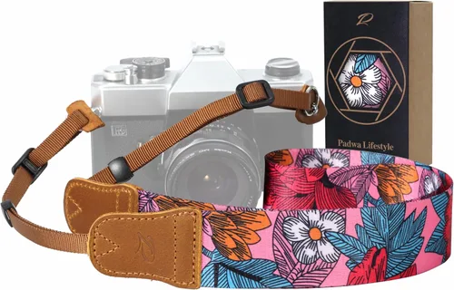 Miniatura 33 de Padwa Lifestyle Correa de cámara con rayas - 1.5" Correa suave de cuerda trenzada de algodón con cabezal de cuero vacuno Crazy Horse para el hombro