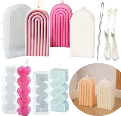 Miniatura 19 de 13 moldes de silicona para velas de flores, moldes para hacer velas con aguja que absorbe los ojos grandes, vela para cera de soja, cera de abejas