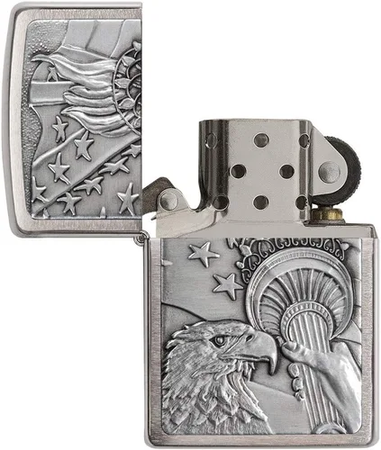 Miniatura 4 de Zippo Encendedor de bolsillo Eagles Dare - Encendedores recargables con tapa abatible a prueba de viento - Encendedores de bolsillo con diseño Cromo